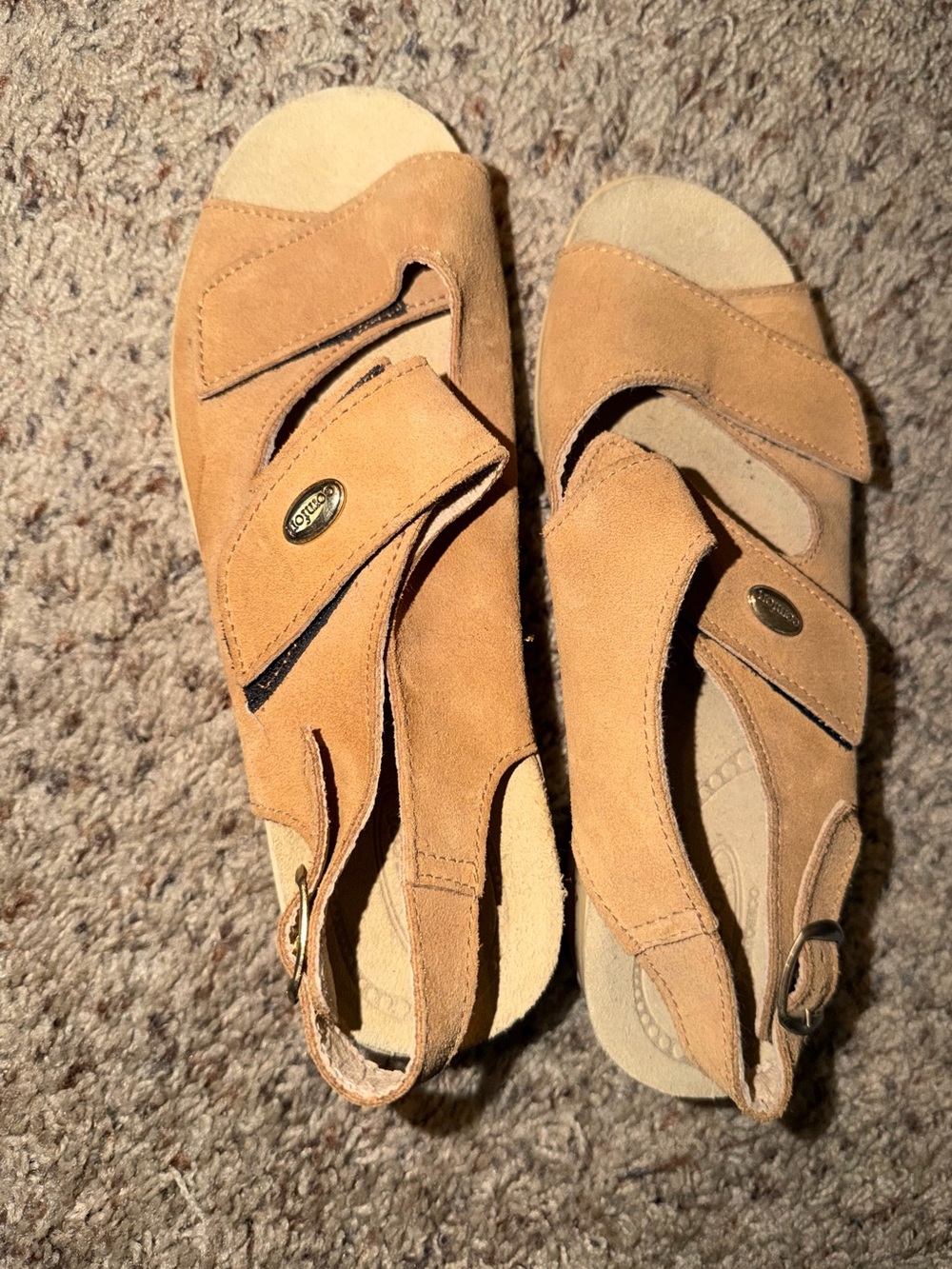 Skechers Women's Tan Suede Adjustable Slingback Sandals